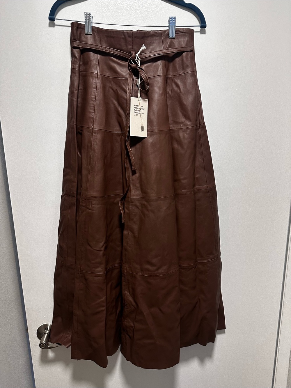 8 by Yoox  Brown Lambskin Maxi Skirt